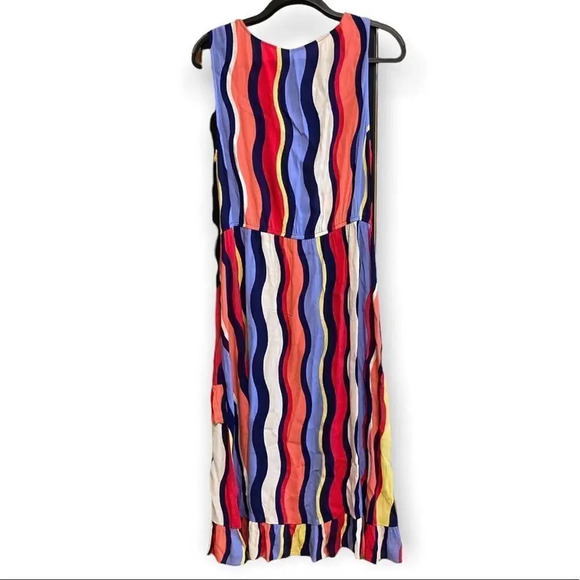 PLENTY BY TRACY REESE Daphne Wrap Dress Striped Maxi Colorful Large - Picture 3 of 10